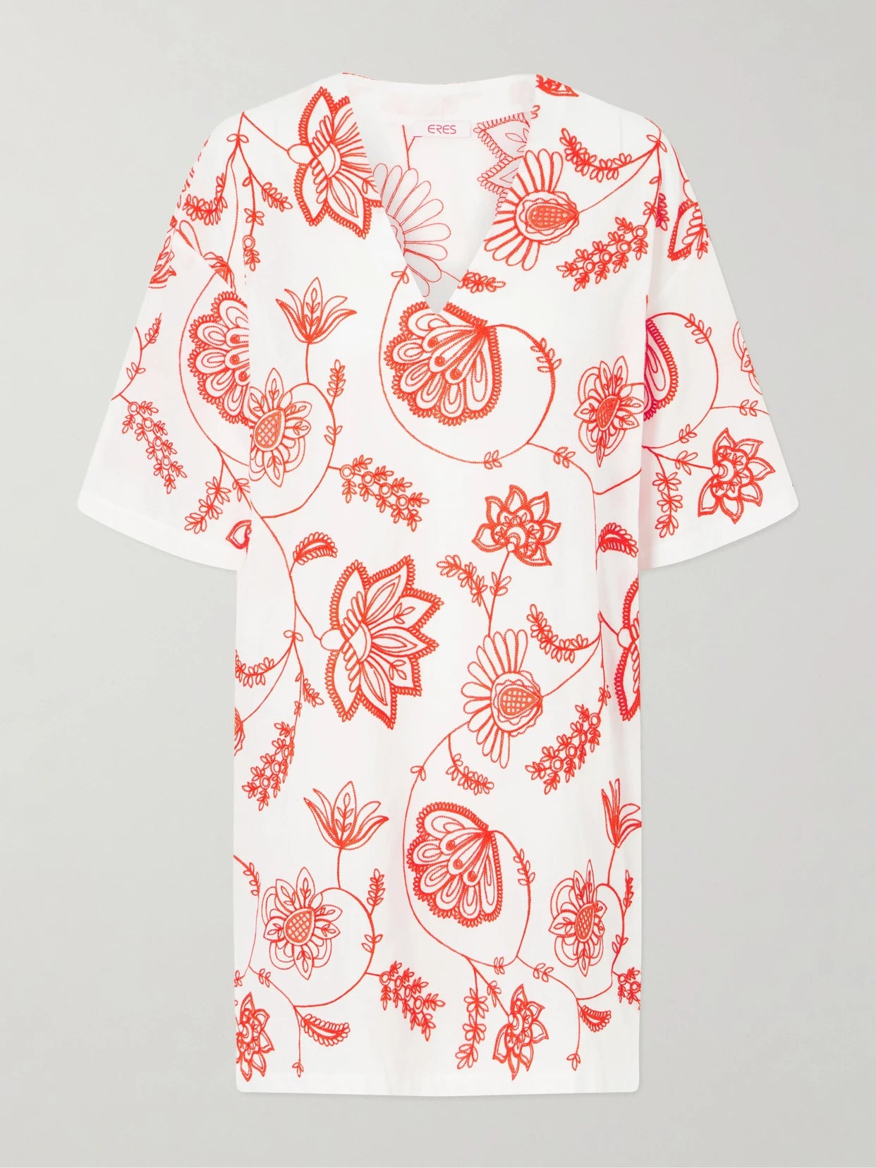 Embroidered Cotton-blend Mini Dress