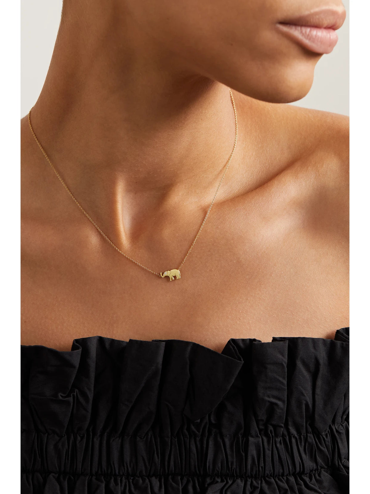 Image of Necklaces. Product name - Mini Elephant 18-karat Gold Diamond Necklace in Multi colour by brand - Jennifer Meyer