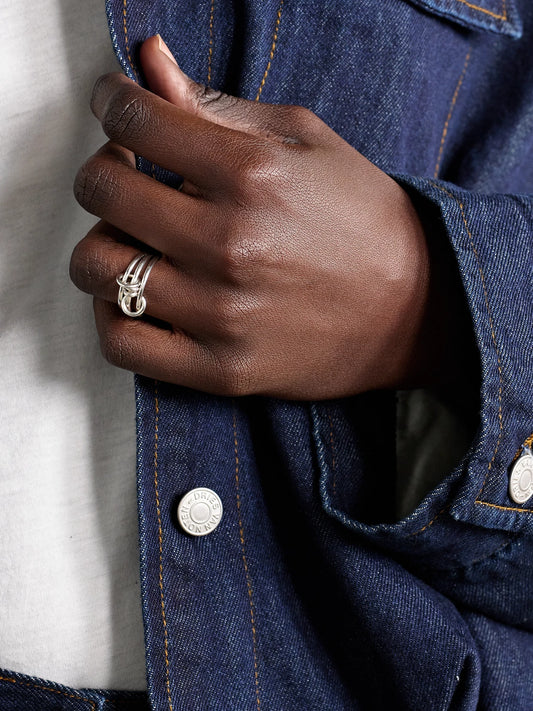 Image of Rings. Product name - Acacia Set Of Three Sterling Silver Rings in Multi colour by brand - Spinelli Kilcollin