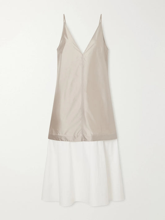 ST. AGNI Paper Two-tone Cotton-poplin And Taffeta Midi Dress