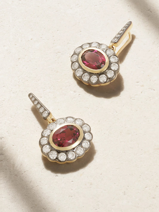 Lexi 14-karat Gold, Rhodolite And Diamond Earrings