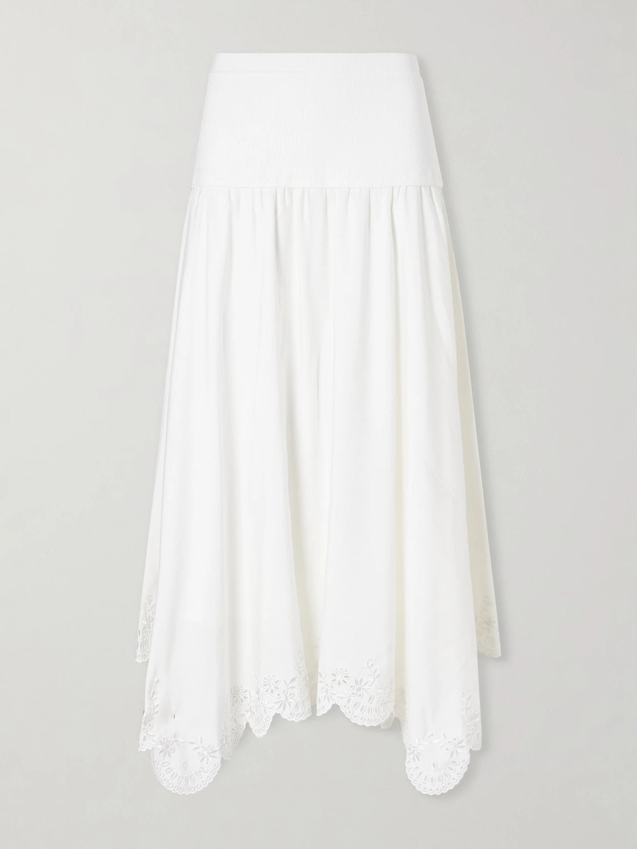 Heaven Embroidered Linen-blend Midi Skirt