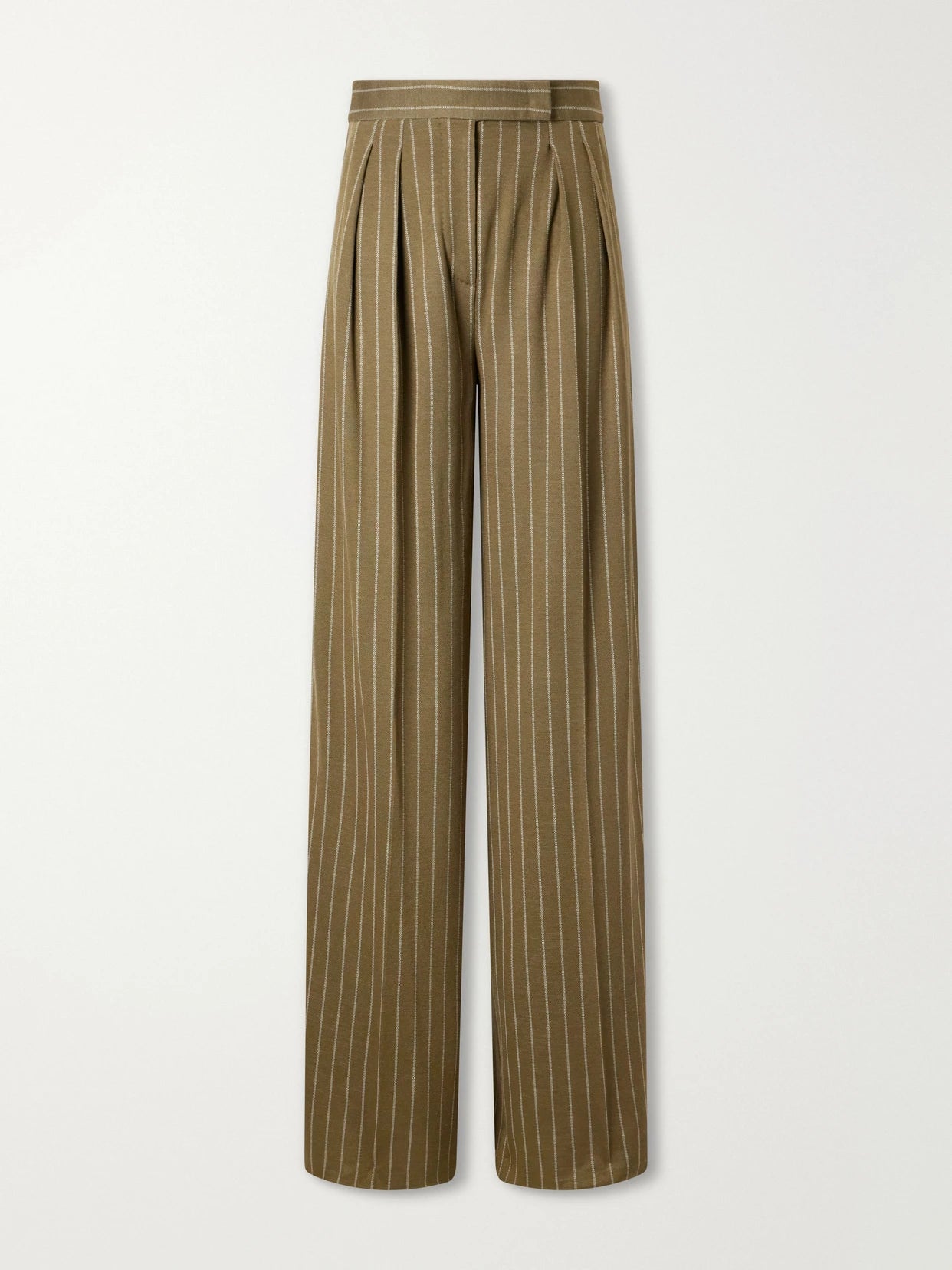 Striped Pleated Jersey Wide-leg Pants