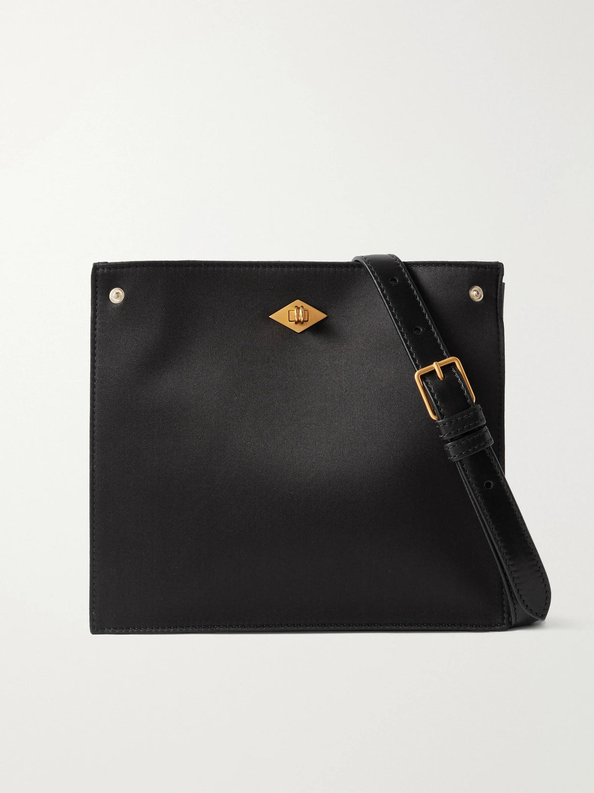 Stowaway Leather-trimmed Satin Shoulder Bag