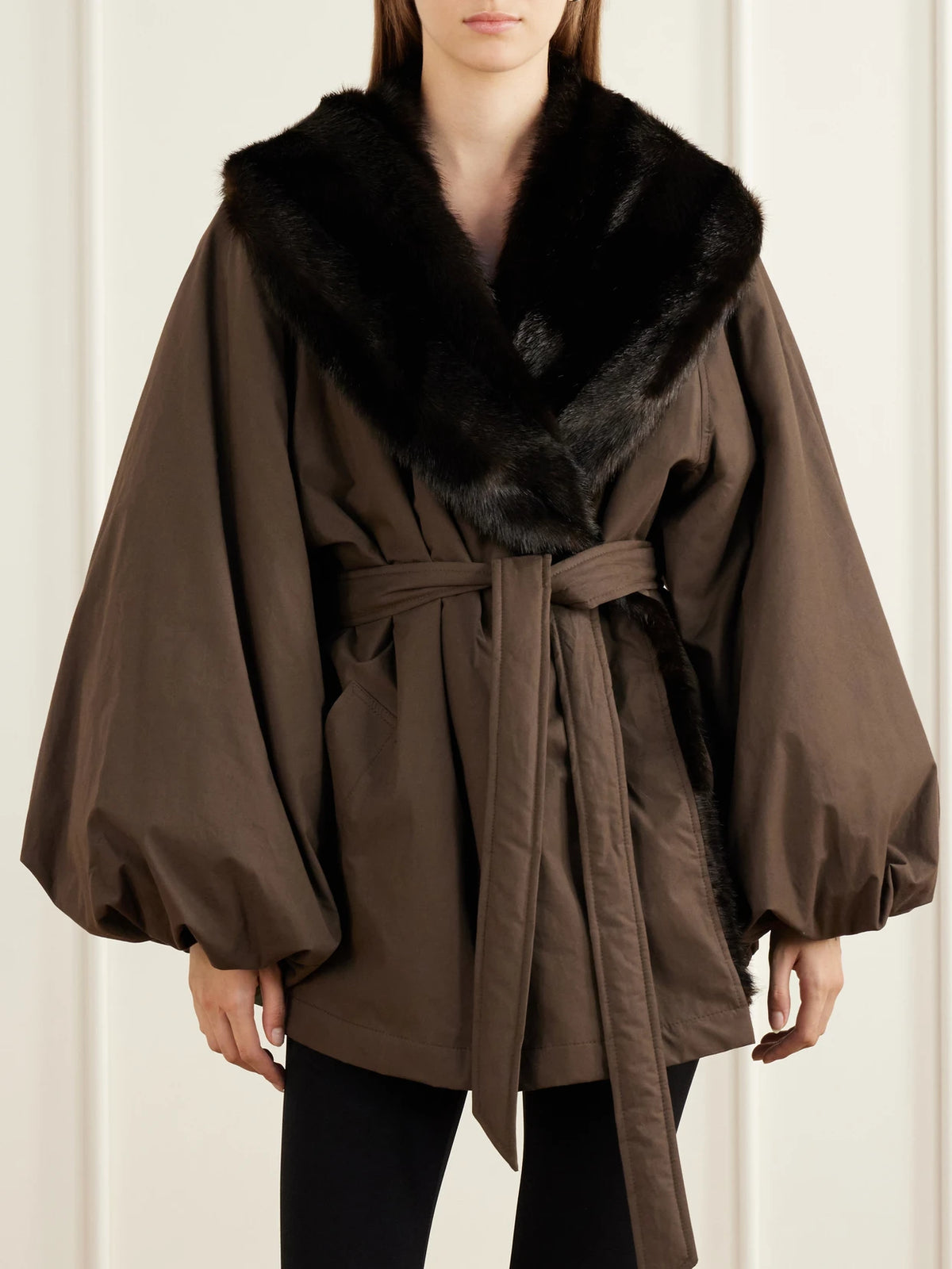 Magda Butrym Belted Plush-trimmed Short Coat
