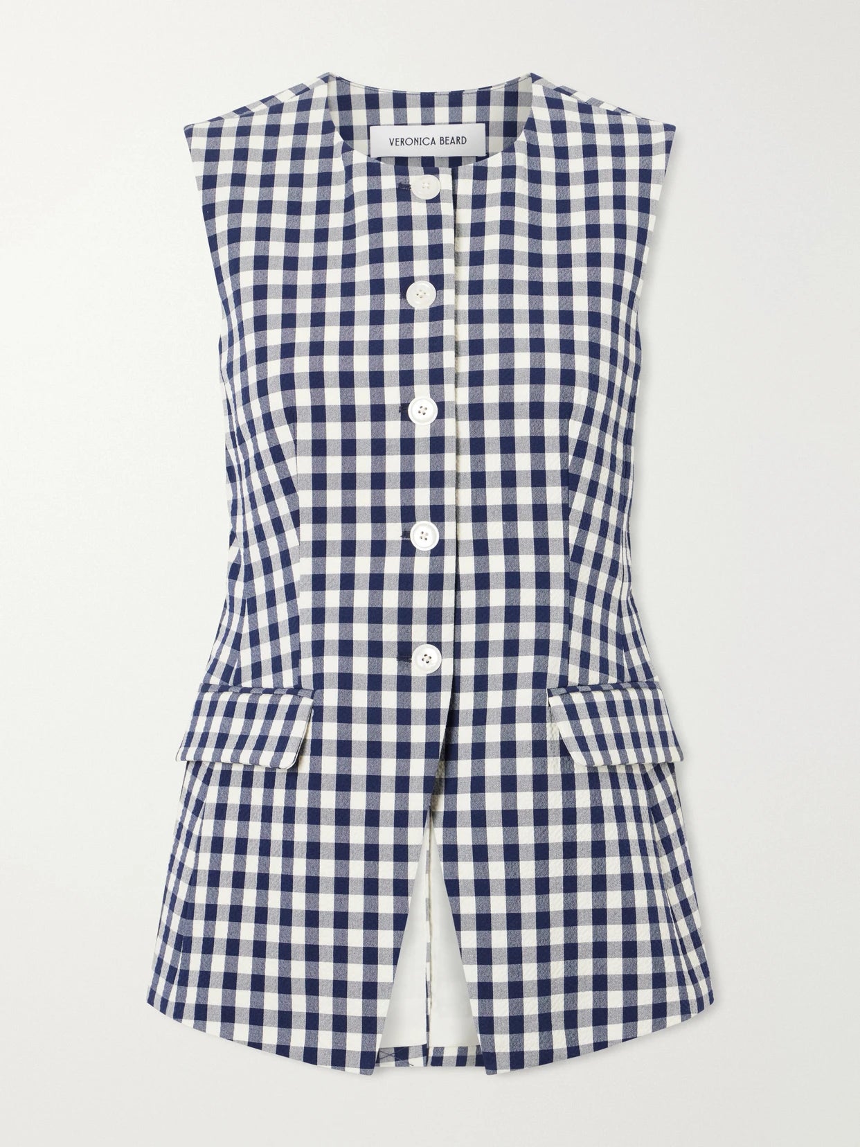 Lois Checked Stretch-cotton Cloqué Tank