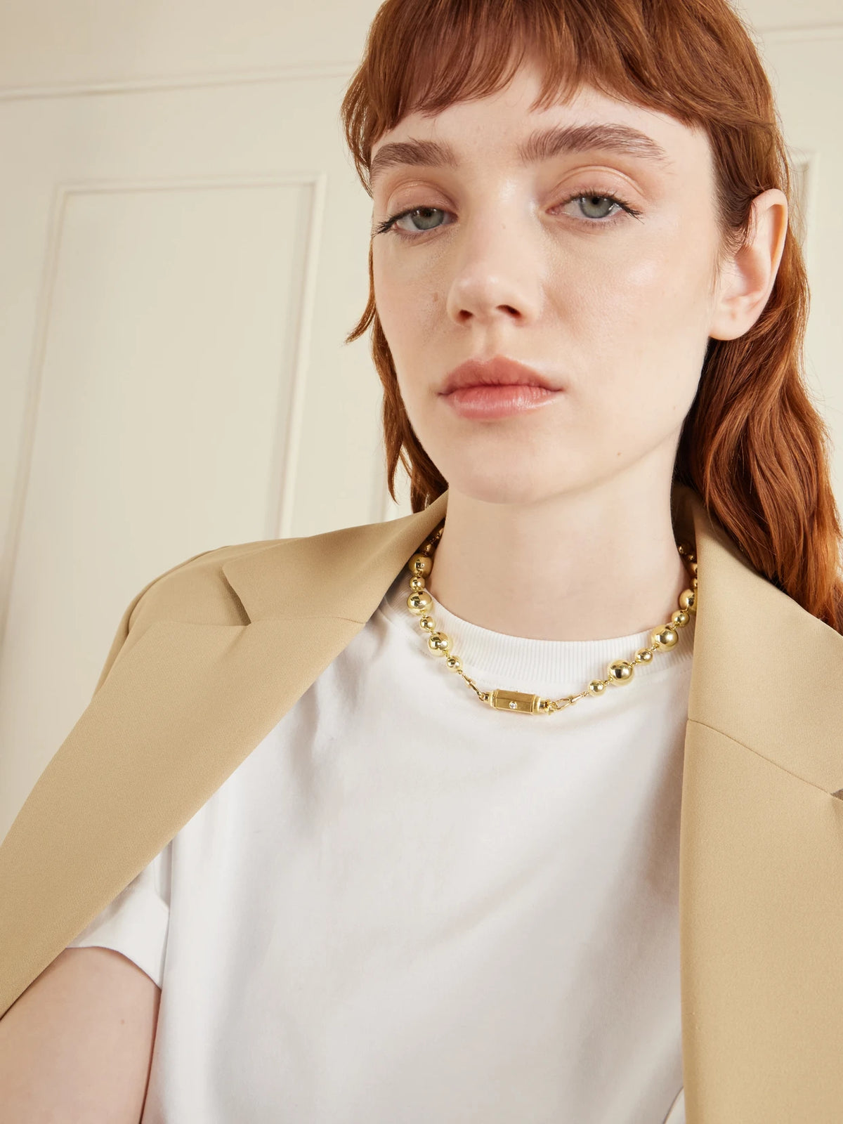 Image of Necklaces. Product name - Baby Locket Grain D'or 14-karat Gold Diamond Necklace in Multi colour by brand - Marie Lichtenberg
