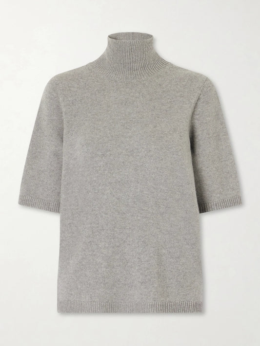 Image of a model wearing Outerwear. Product name - Cashmere-blend Turtleneck Sweater in Gray colour by brand - Alaïa