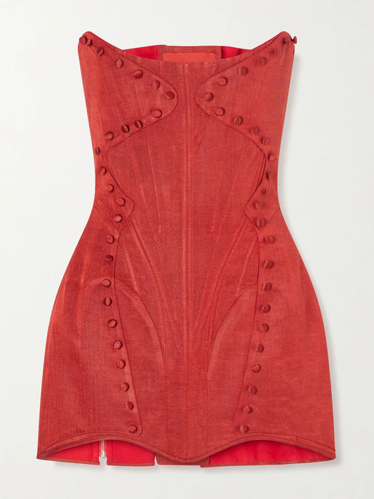 Searching For Me Corseted Silk-faille Mini Dress