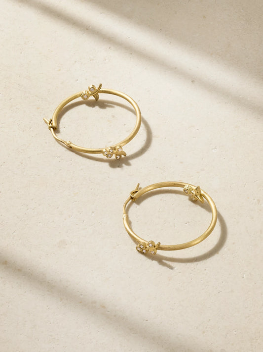 Lavender Medium 18-karat Gold Diamond Hoop Earrings