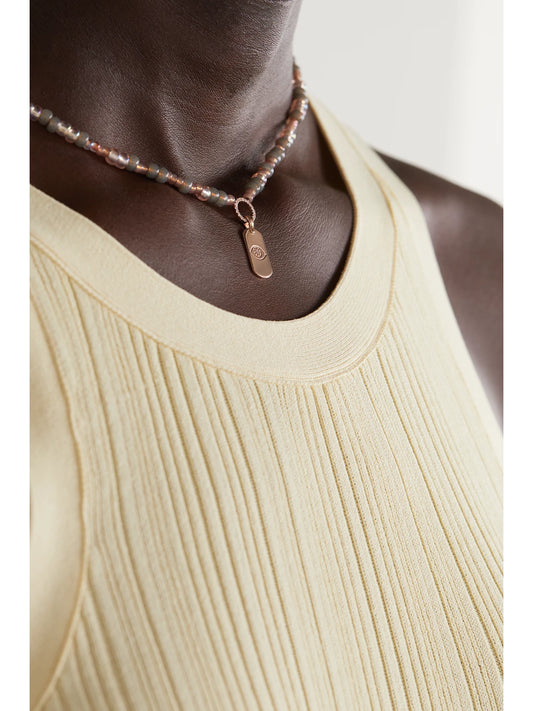 Image of Necklaces. Product name - Id 14-karat Rose Gold, Bead And Diamond Necklace in Multi colour by brand - Diane Kordas