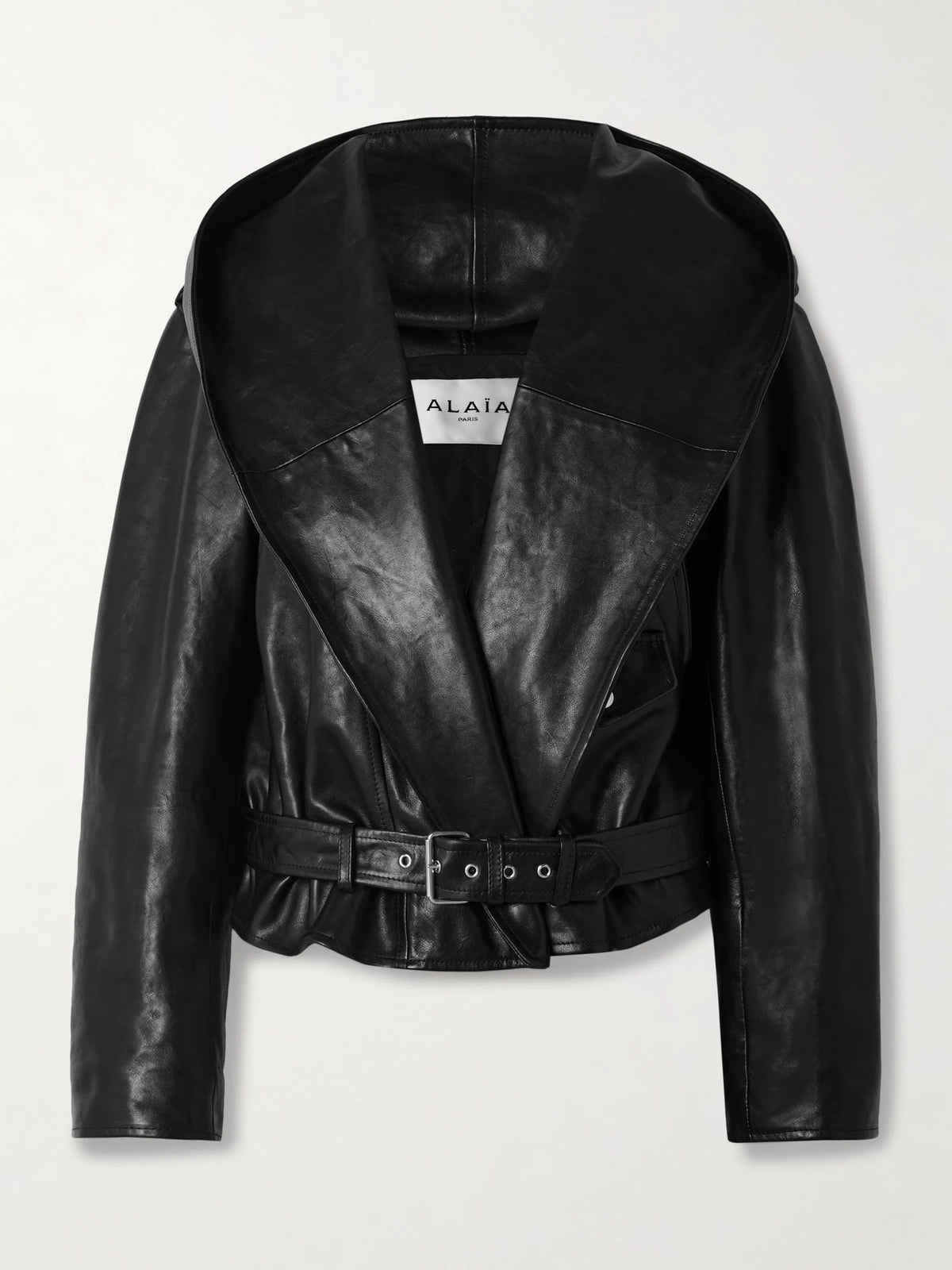 Alaïa Hooded Leather Biker Jacket