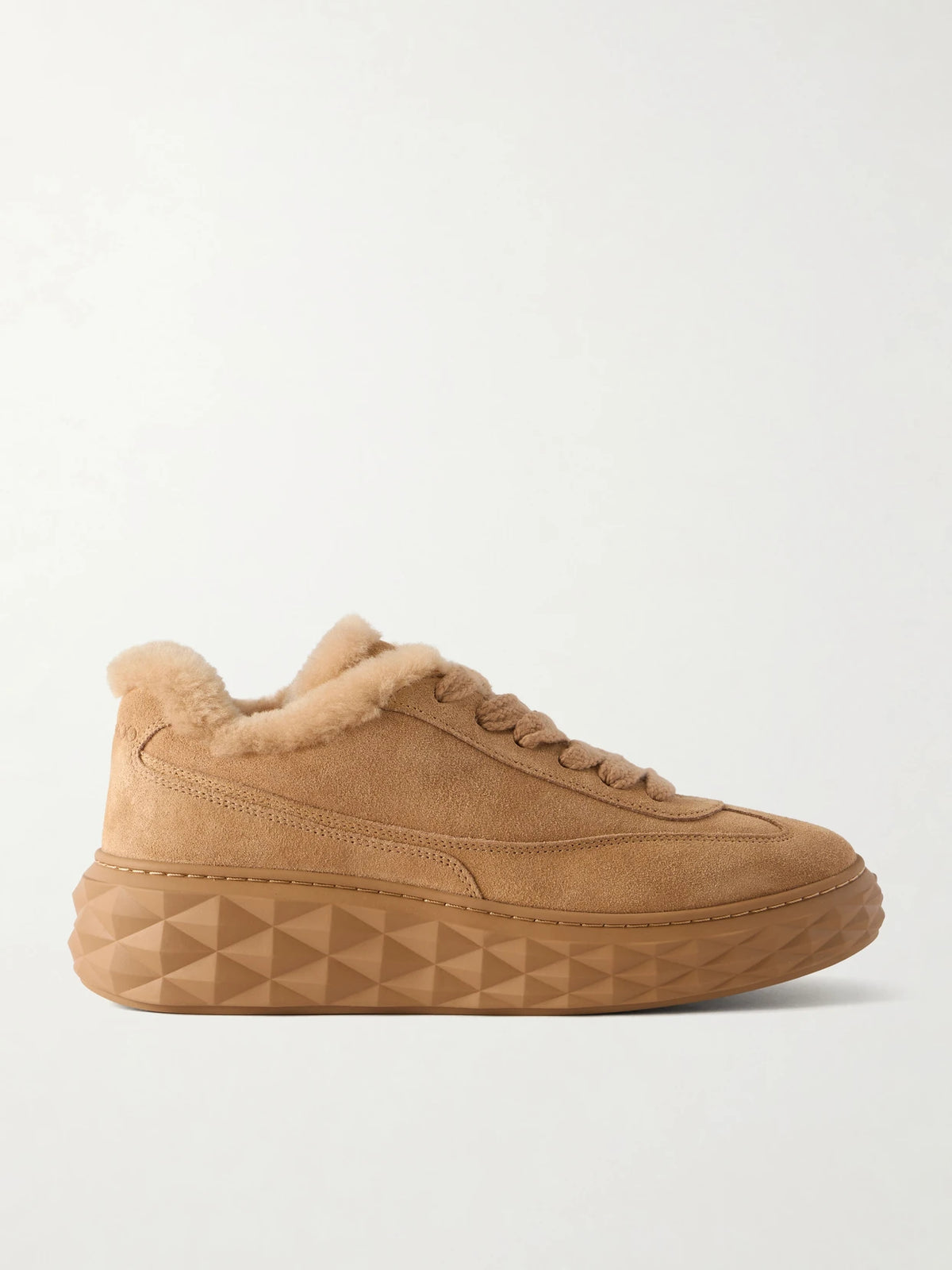 Jimmy Choo Diamond Maxi Retro Shearling-trimmed Suede Sneakers