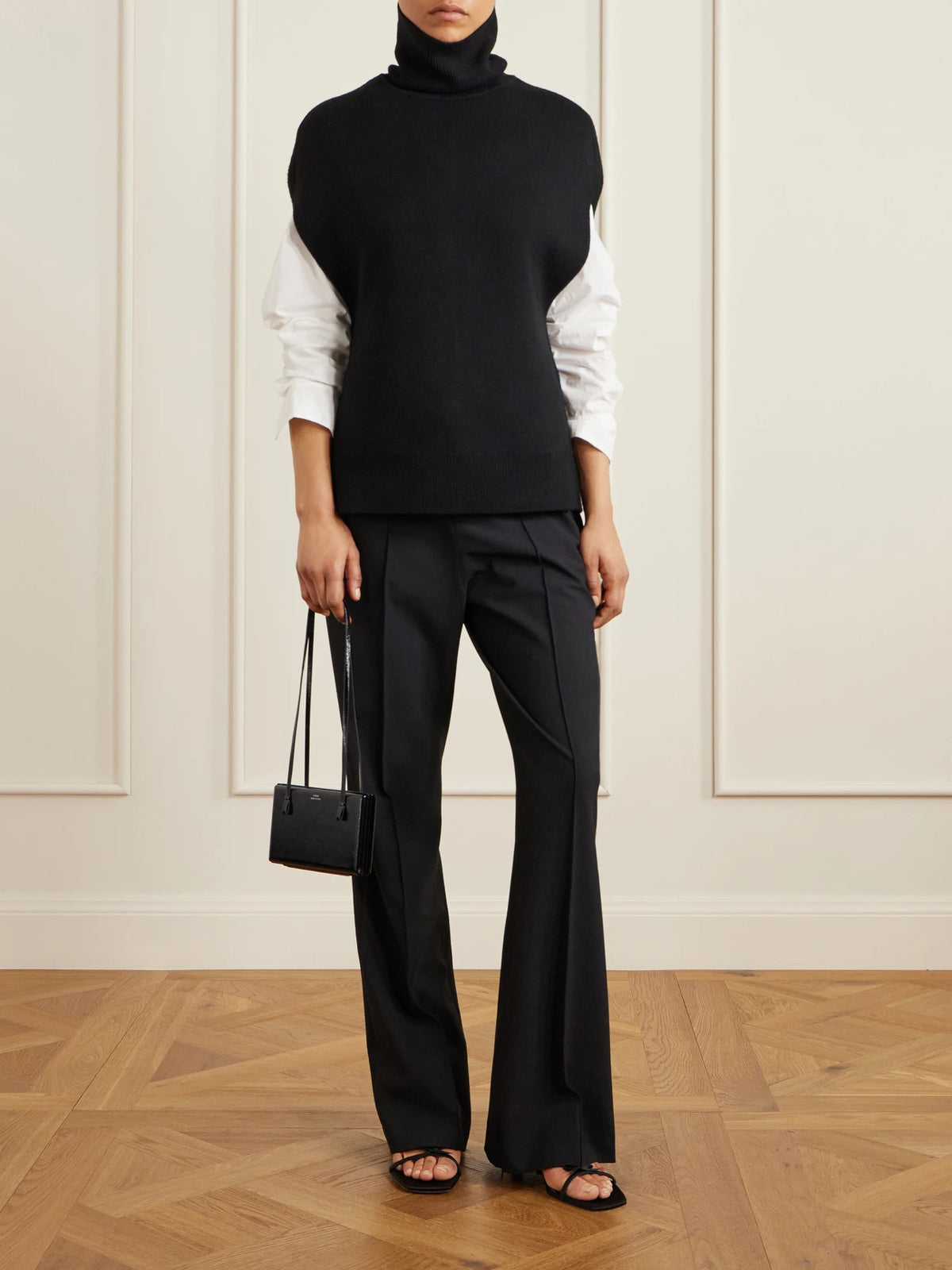 Image of Bags. Product name - Cocktail Patent-leather Shoulder Bag in Black colour by brand - TOTEME