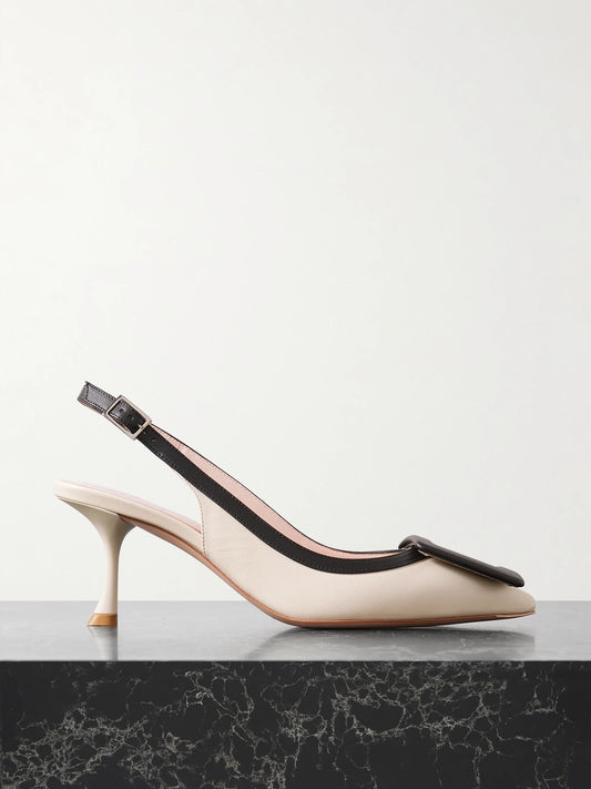 Viv In The City 65 Two-tone Leather Point-toe Slingback Pumps