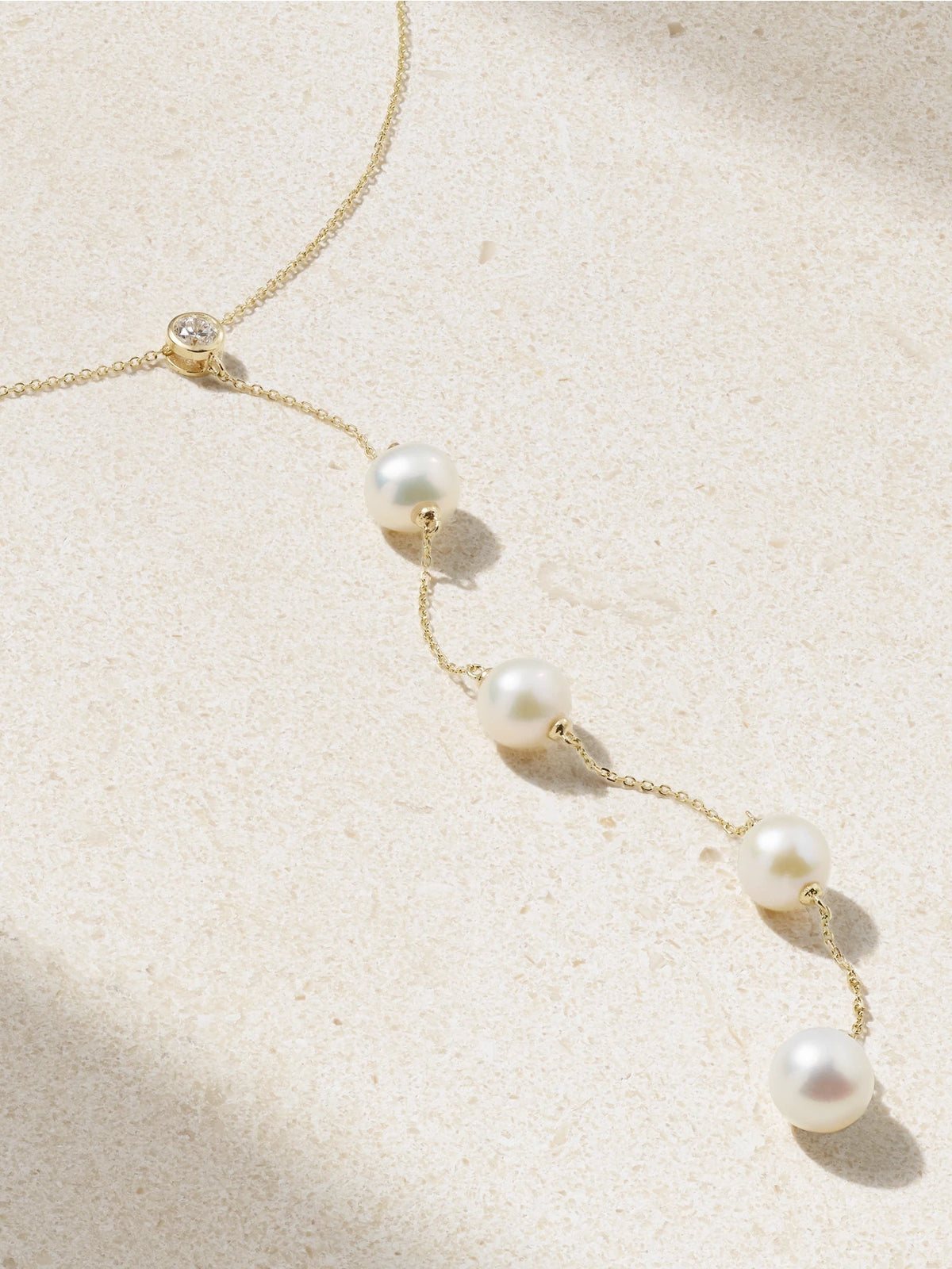 Drizzle 14-karat Gold, Diamond And Pearl Necklace