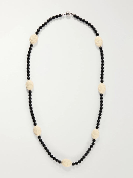 Julietta Myra Rhodium-plated Onyx Beaded Necklace