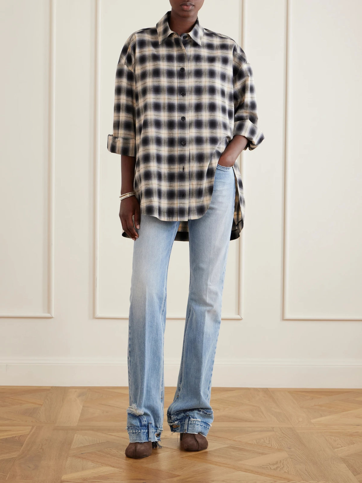 Image of Boots. Product name - Tabi Split-toe Suede Ankle Boots in Unknown colour by brand - MM6 MAISON MARGIELA