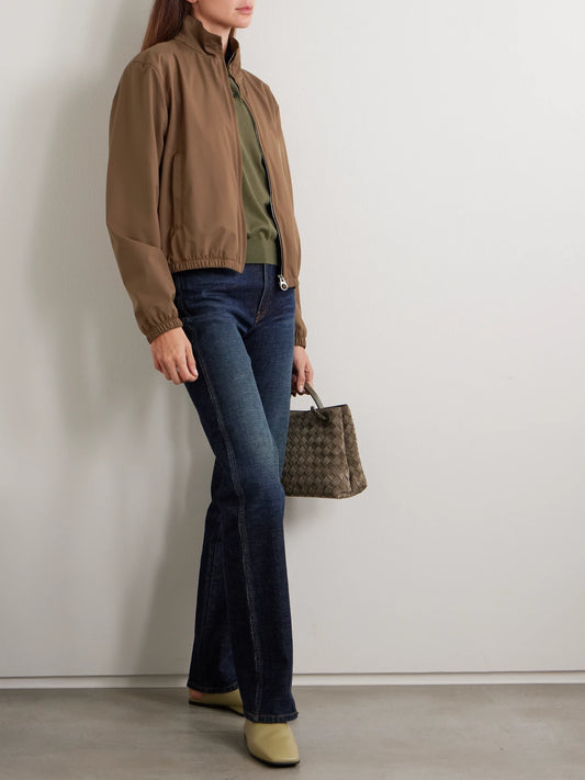 Image of Coats & Jackets. Product name - Shell Bomber Jacket in Brown colour by brand - Loro Piana