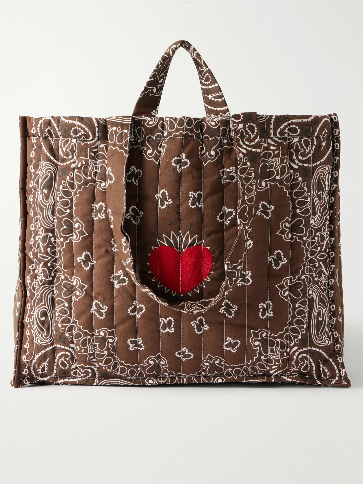 CALL IT BY YOUR NAME Maxi Cabas Matelassé Embroidered Bandana-printed Padded Cotton-canvas Tote
