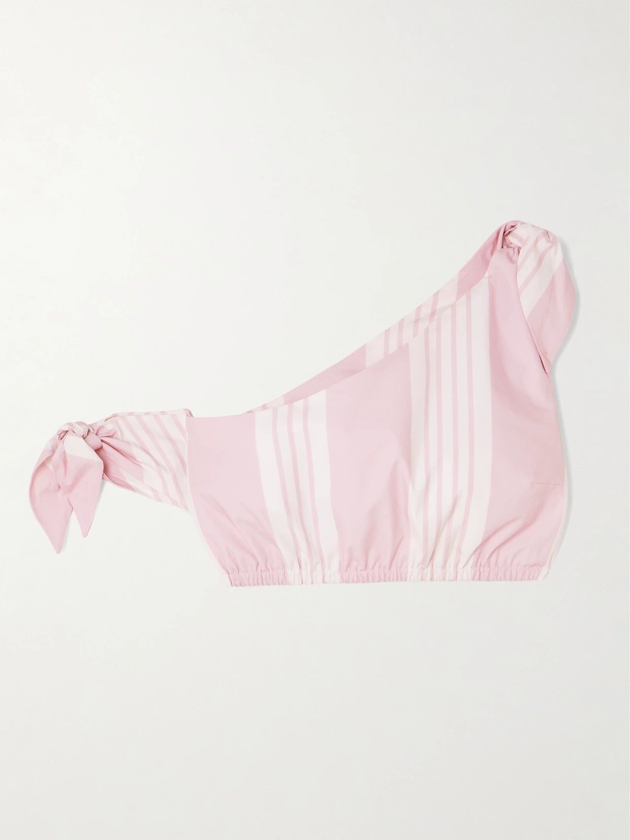 Rosie Cropped One-shoulder Tie-detailed Striped Cotton Top