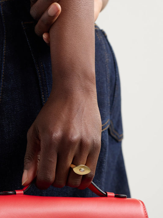 Image of Rings. Product name - Evil Eye 18-karat Gold Diamond Ring in Multi colour by brand - Marie Lichtenberg