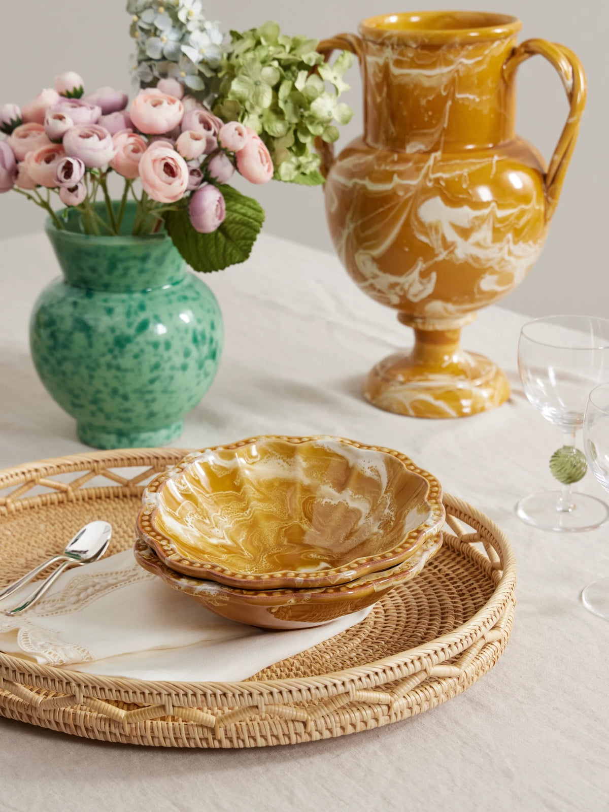 Image of Decor. Product name - Sabbia Medium Rattan Tray in Light brown colour by brand - Cabana