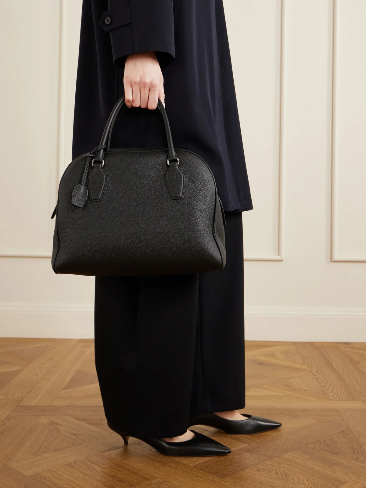 Image of Bags. Product name - India Textured-leather Tote in Black colour by brand - The Row