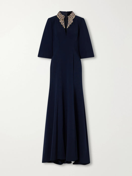 Jenny Packham Nyota Crystal-embellished Crepe Gown