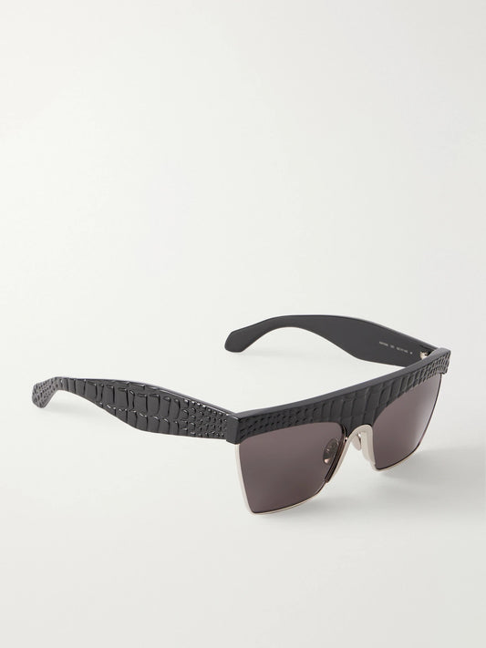Alaïa D-frame Croc-effect Recycled-acetate And Silver-tone Metal Sunglasses