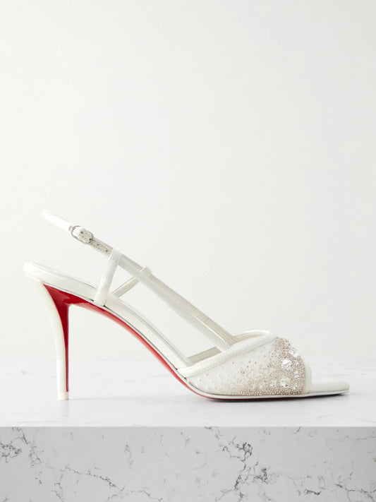 Miss Z 80 Embellished Mesh And Leather Slingback Sandals