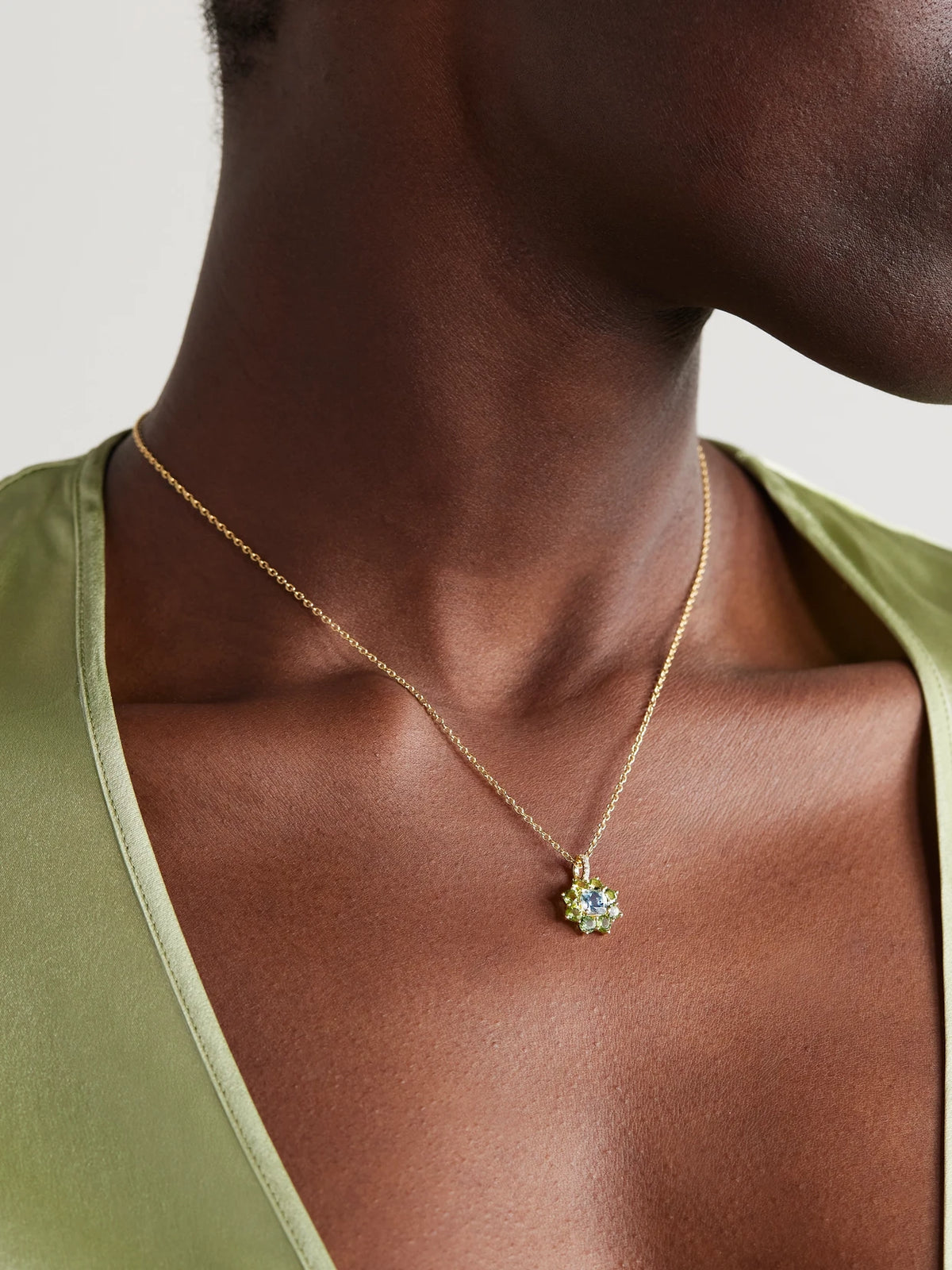 Image of Necklaces. Product name - 18-karat Gold Multi-stone Necklace in Multi colour by brand - Jennifer Meyer