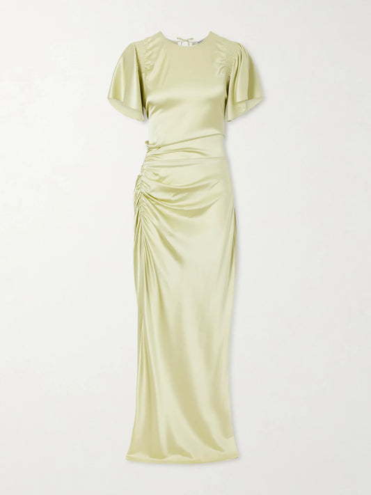 Image of Dresses. Product name - Silk-blend Satin Gown in Light green colour by brand - Veronica Beard