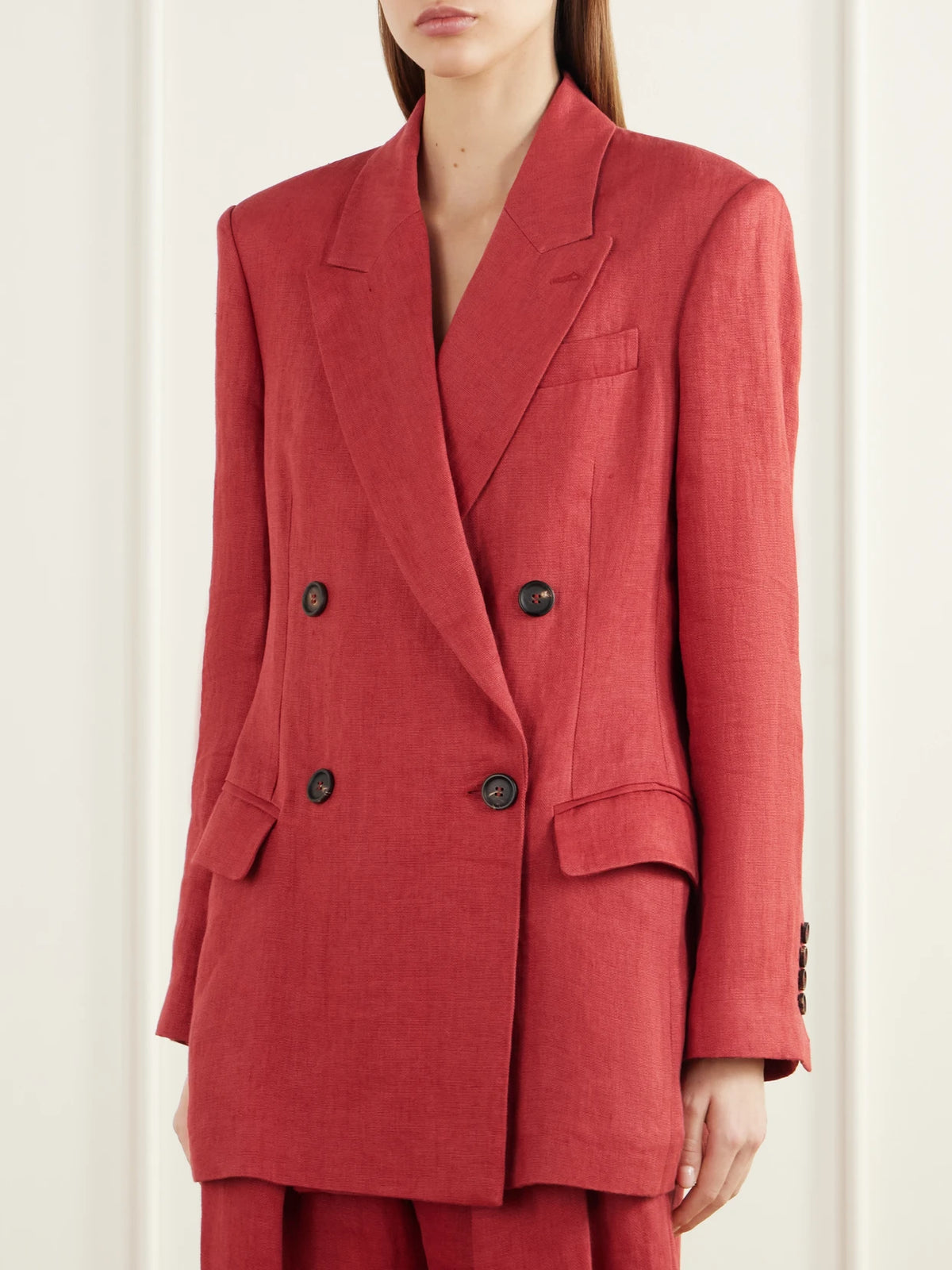 Brunello Cucinelli Double-breasted Linen-canvas Blazer