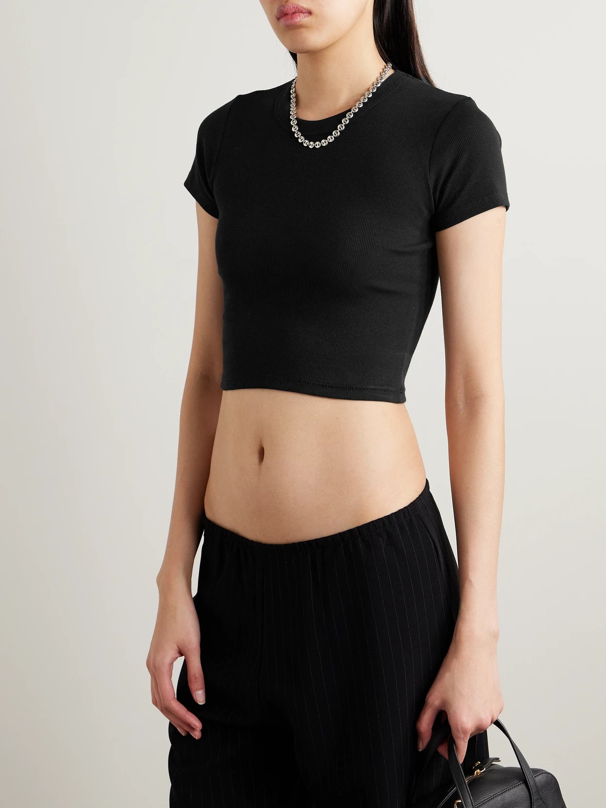 Kelly Cropped Ribbed Stretch-cotton Jersey T-shirt