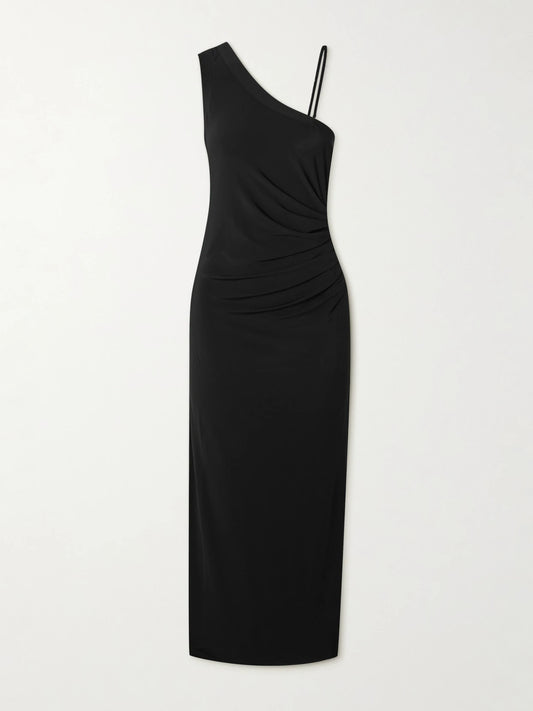 Beachwear One-shoulder Ruched Stretch-jersey Midi Dress
