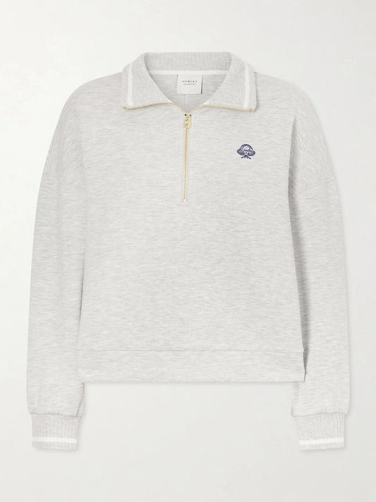 Image of Sleepwear & Loungewear. Product name - Bertie Stretch-jersey Half-zip Sweatshirt in Gray colour by brand - Varley