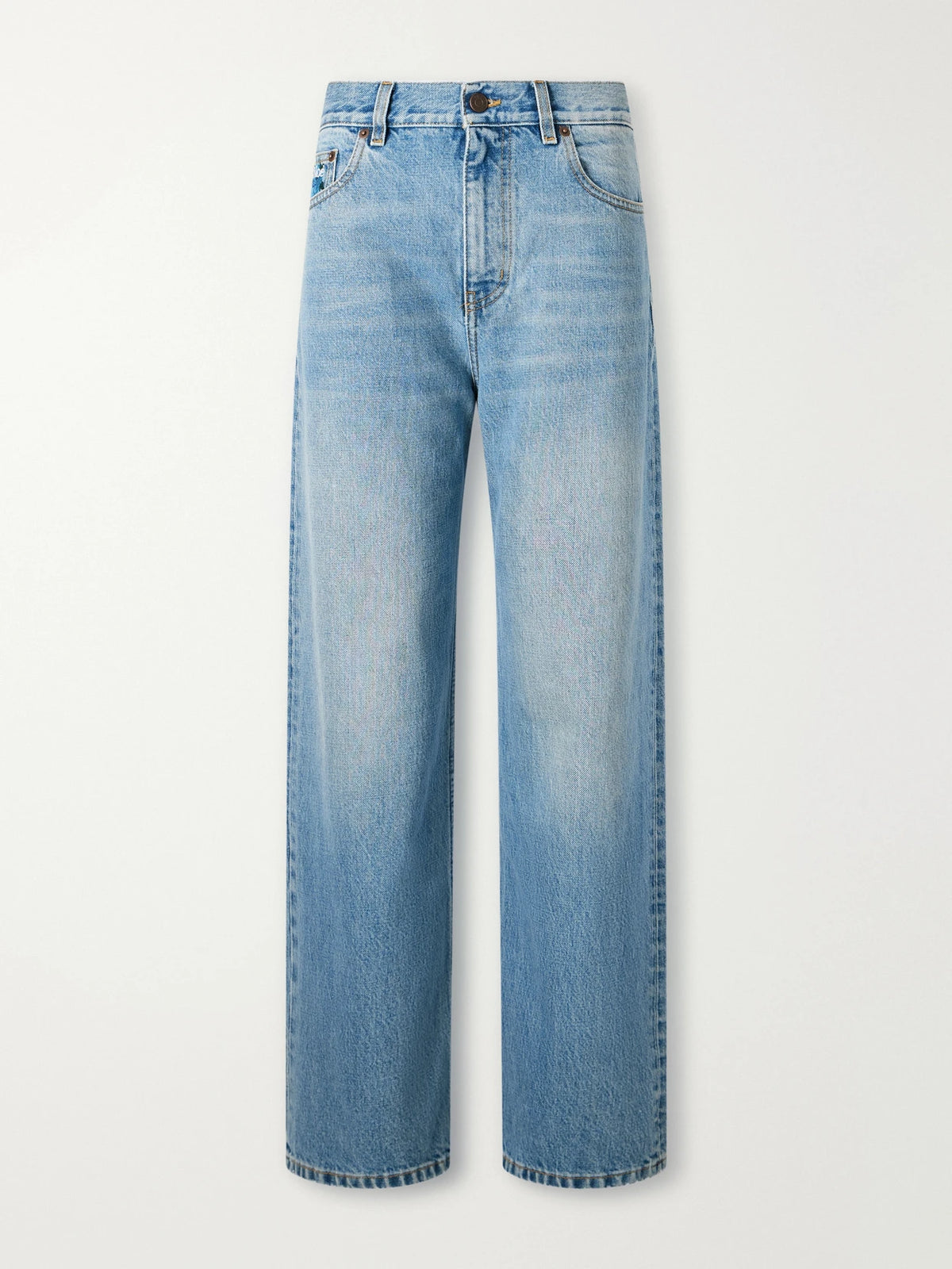 Chloé Logo-embroidered High-rise Wide-leg Jeans