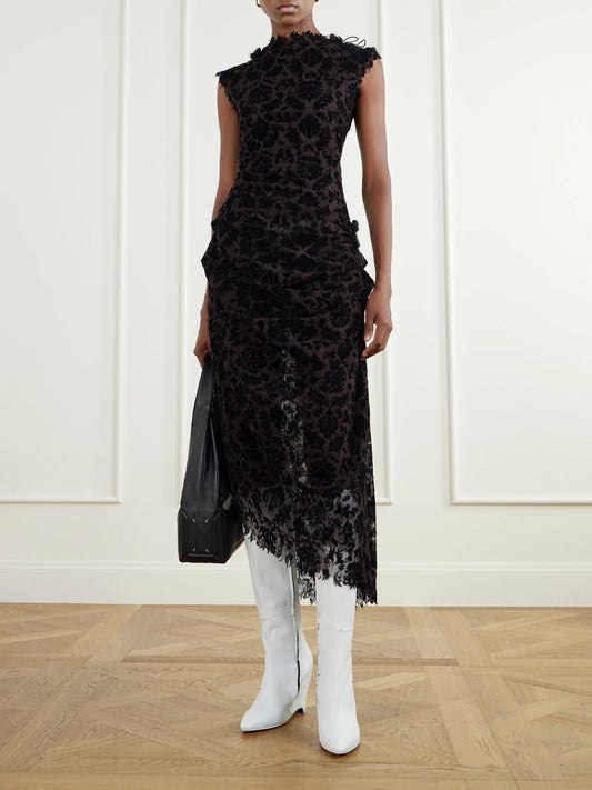 Image of Boots. Product name - Heel-less Painted Leather Knee-high Boots in Off-white colour by brand - Maison Margiela