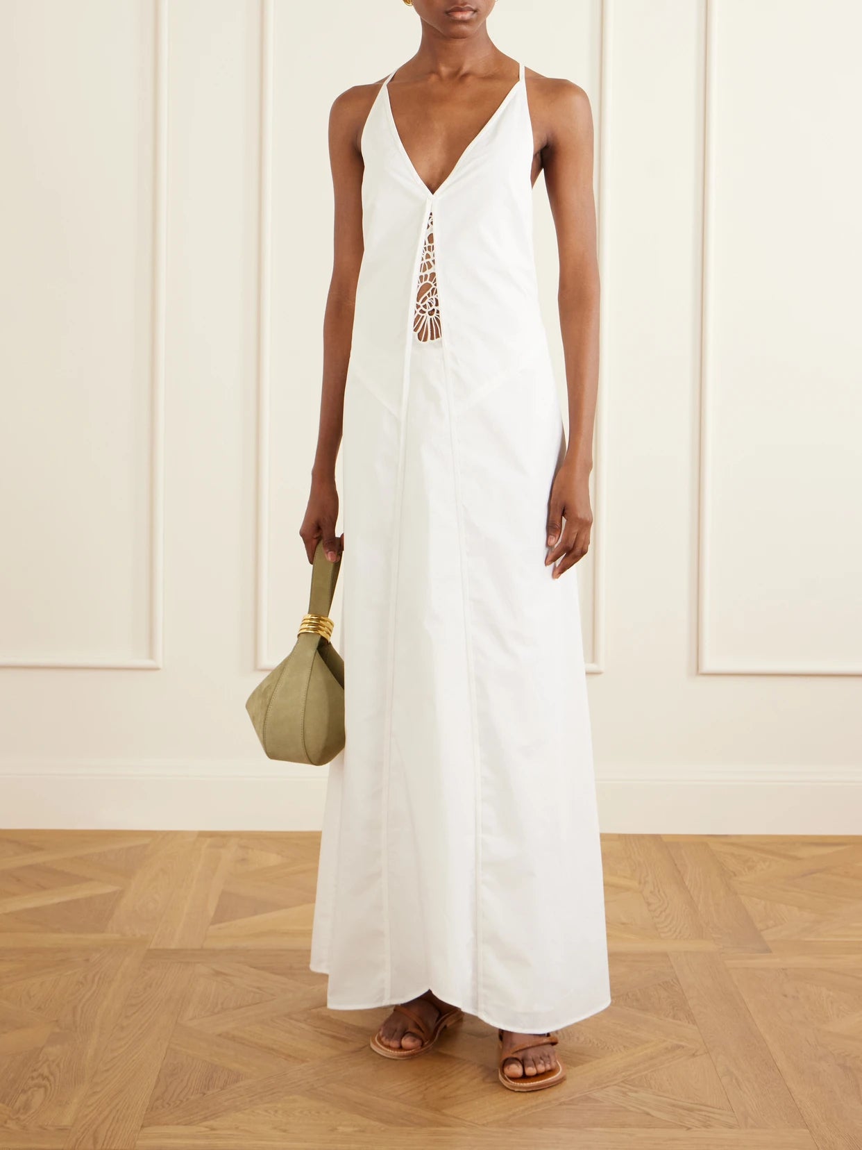 Image of Dresses. Product name - Klara Embroidered Maxi Dress in Ivory colour by brand - SIR.