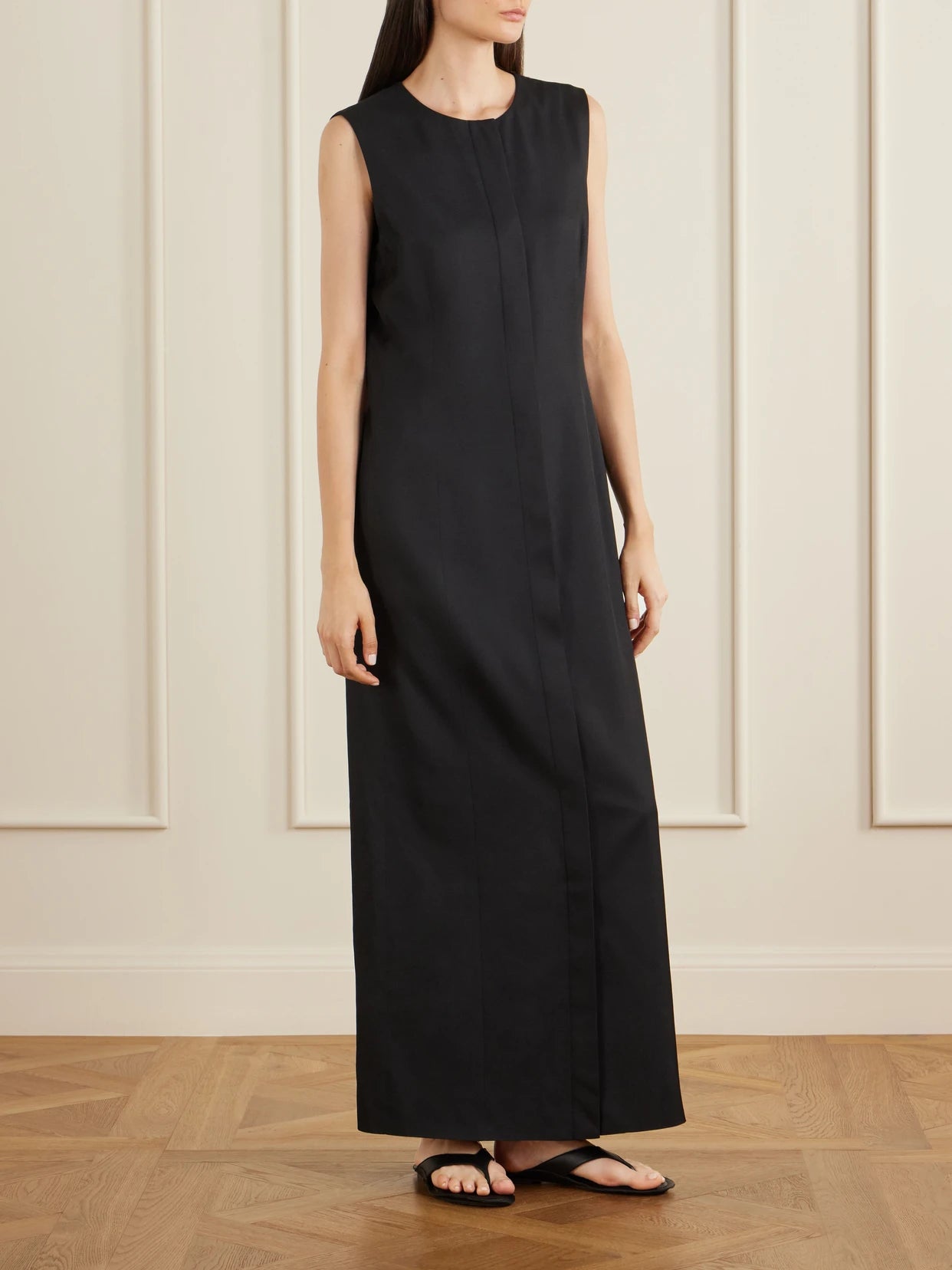 Image of Dresses. Product name - Hana Split Silk Dress in Black colour by brand - Veronica de Piante