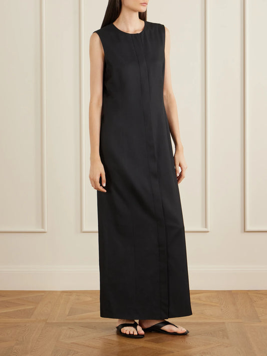 Image of Dresses. Product name - Hana Split Silk Dress in Black colour by brand - Veronica de Piante