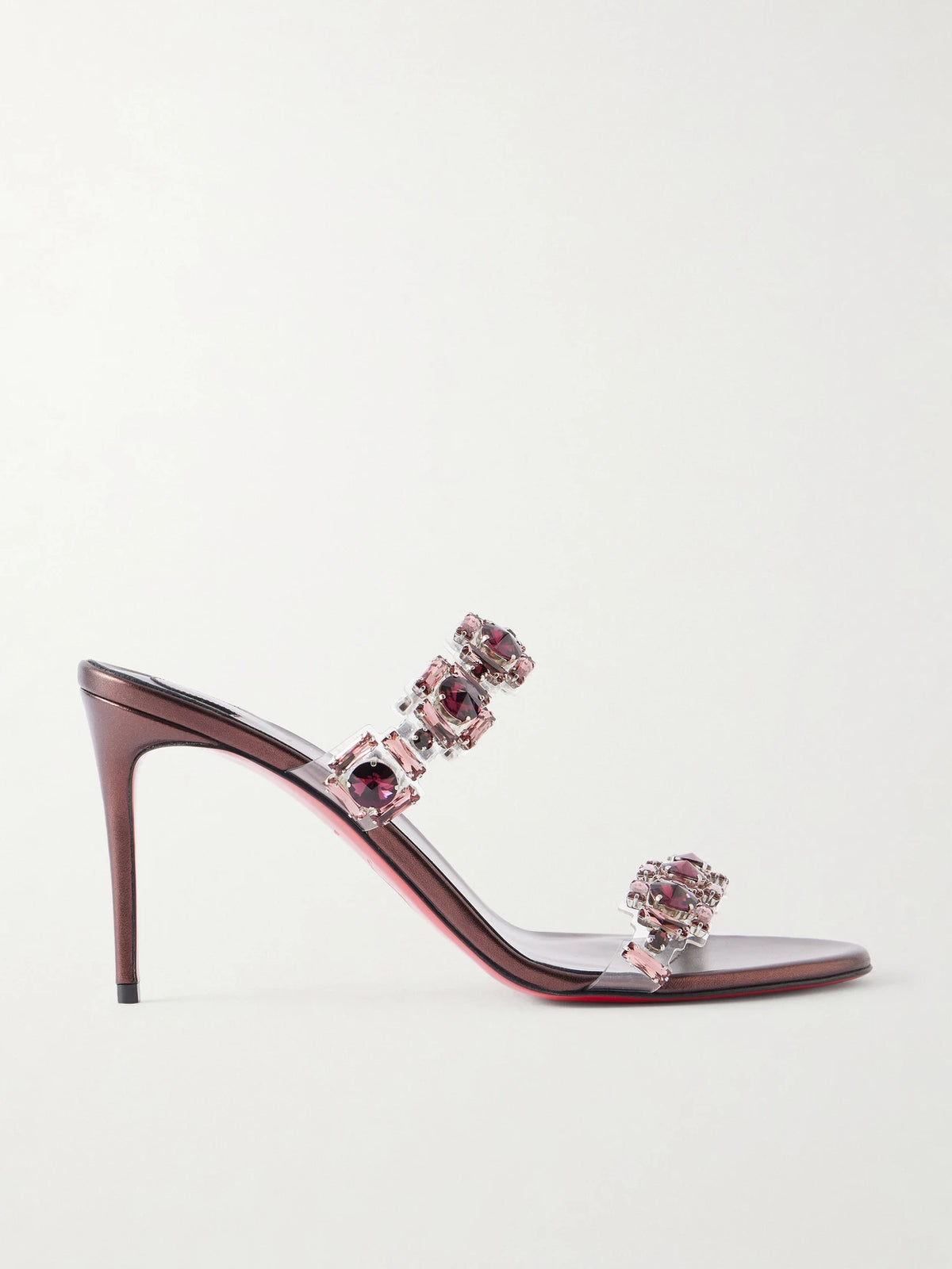Just Jewel 85 Embellished Pvc And Metallic Leather Sandals