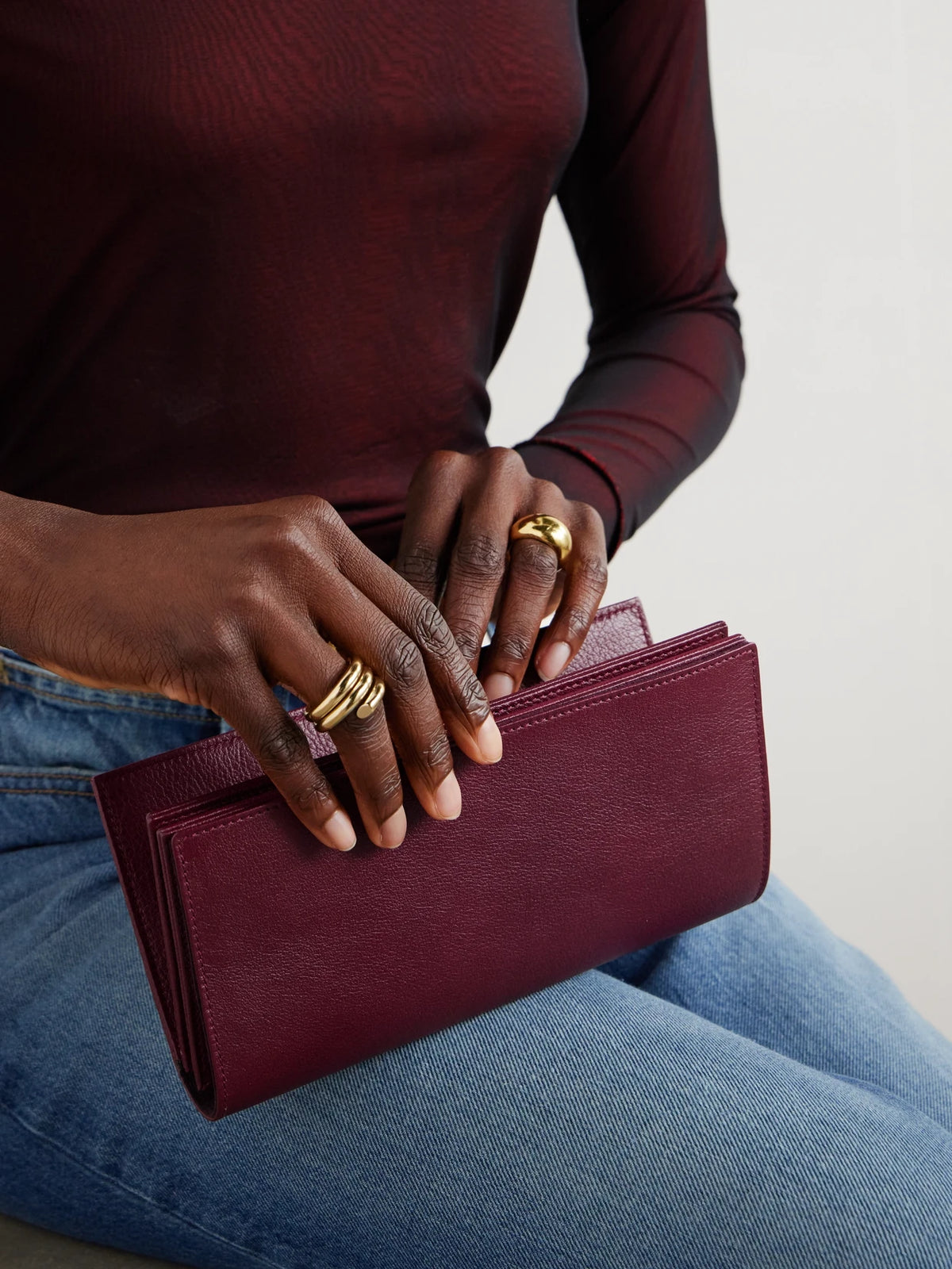 Image of Wallets & Money Clips. Product name - Textured-leather Pouch in Multi colour by brand - Métier