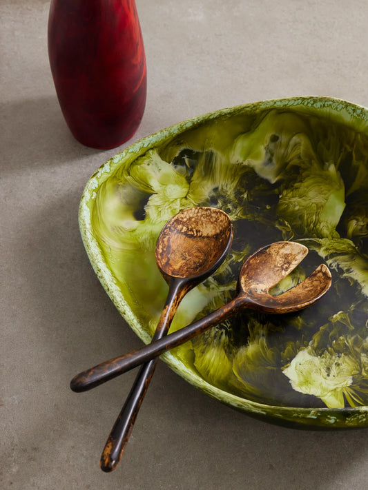 Image of Tableware. Product name - Stone Swirled Resin Servers in Brown colour by brand - Dinosaur Designs