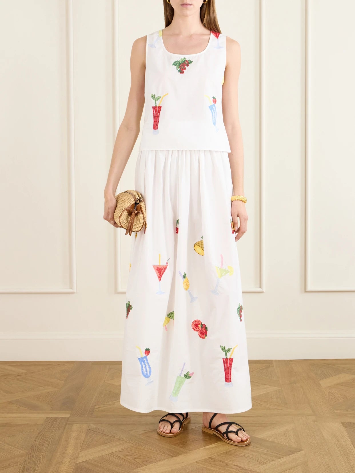 Image of a model wearing Tops. Product name - Certaldo Embroidered Cotton Top in Multi colour by brand - Loretta Caponi