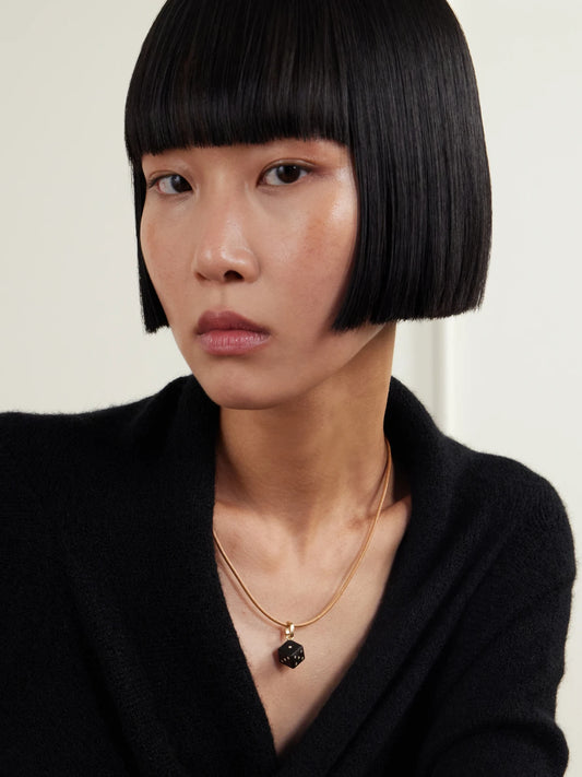 Image of Necklaces. Product name - Dado 18-karat Gold, Diamond, Ebony And Leather Necklace in Multi colour by brand - Marie Lichtenberg