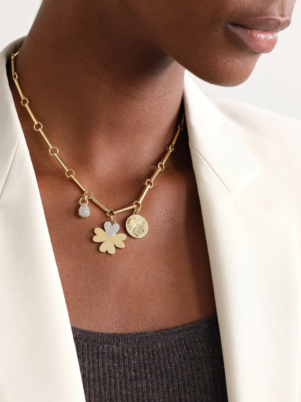 Image of Necklaces. Product name - True Love & Balance 18-karat Gold Diamond Necklace in Multi colour by brand - FoundRae