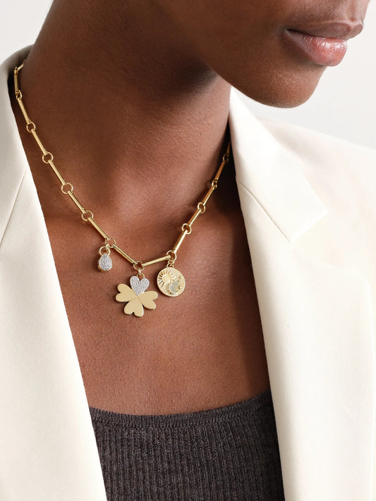 Image of Necklaces. Product name - True Love & Balance 18-karat Gold Diamond Necklace in Multi colour by brand - FoundRae