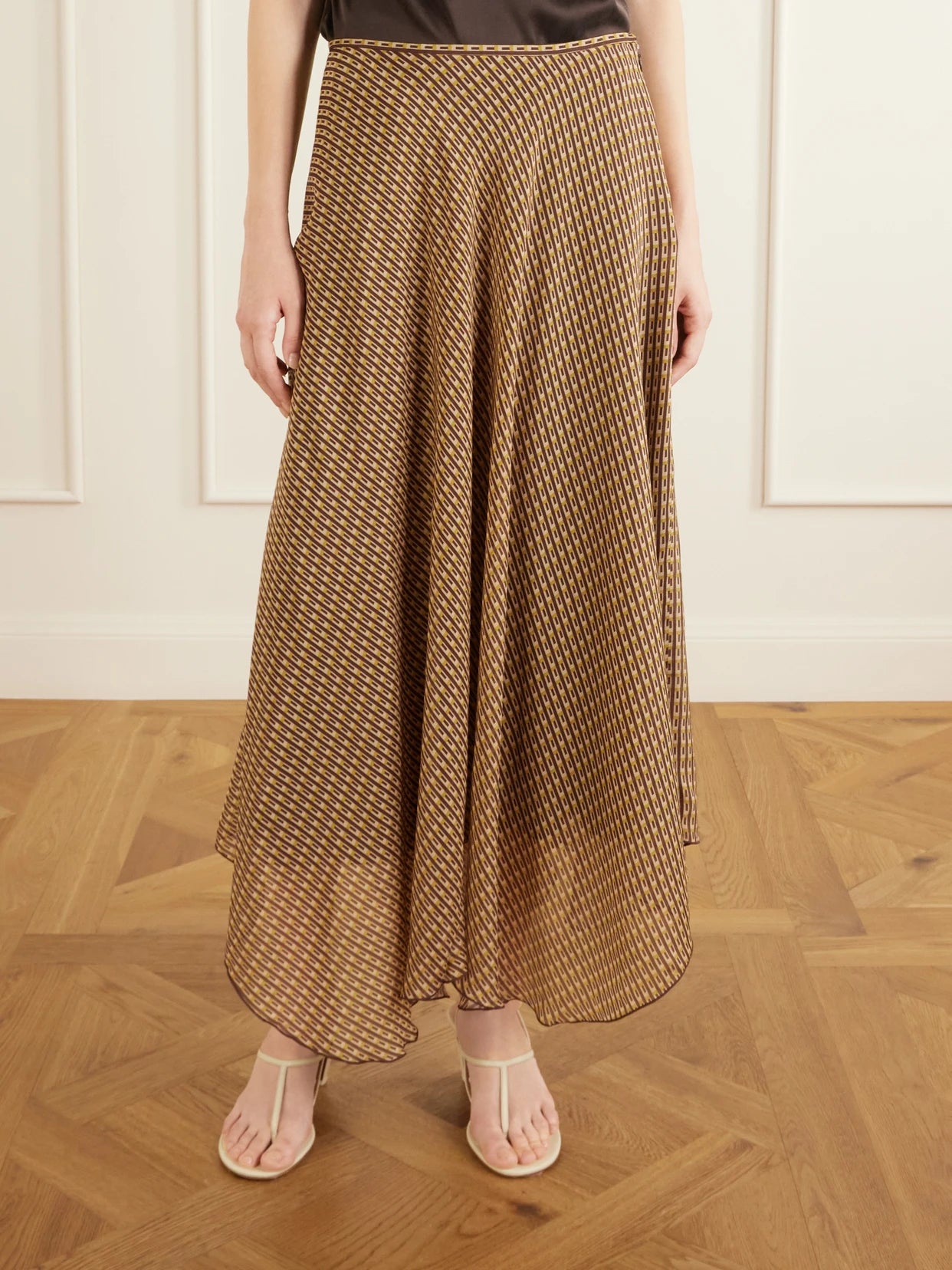 Cooper Asymmetric Printed Chiffon Maxi Skirt